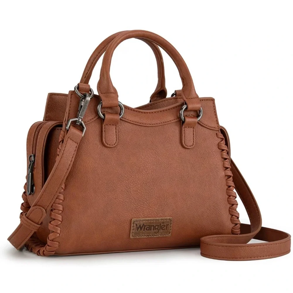 Wrangler Montana West Carry-All WhipStitch Braided Leather Purse | Bag | Tote